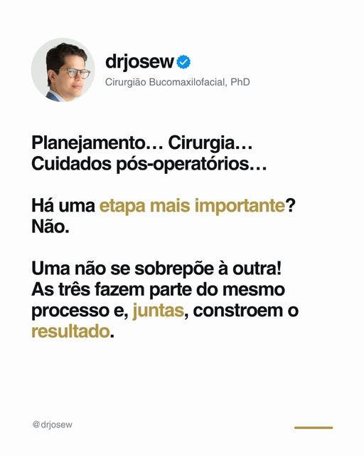 Capa de Planejamento, cirurgia e cuidados pós-operatórios no Instagram de José Santos